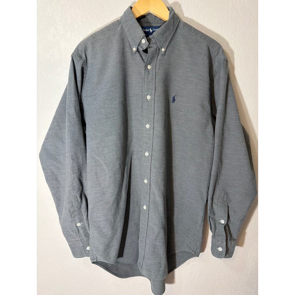 Ralph Lauren Blake Gray long sleeve button-down oxford shirt SZ M 100% Cotton